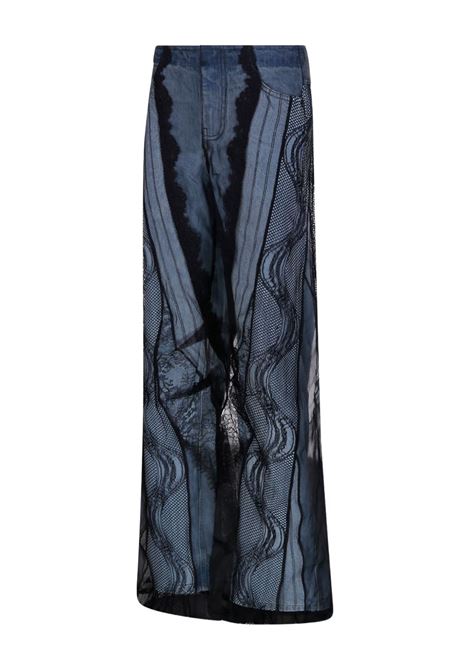 Blue sheer-overlay wide-leg jeans Christopher esber - women CHRISTOPHER ESBER | 25015414INDGBLK